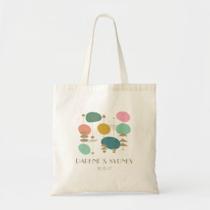 Mid Century Modern Custom Wedding Welcome Guest Tote Bag