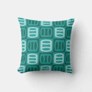 Mid Century Modern Cylinder Pattern Turquoise Cushion