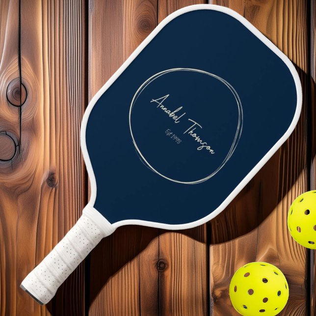 Mid-Century Modern Deep Sea Blue | Script Name Pickleball Paddle (Creator Uploaded)