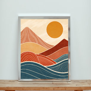 Mid-Century Modern Desert Sunset Poster