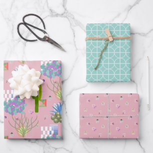 Mid Century Modern Desert Wrapping Paper Sheet