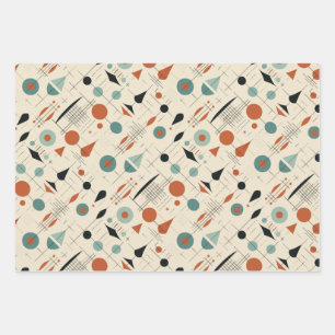 Mid Century Modern Designed Wrapping Paper Set