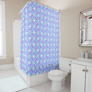 Mid century modern diamond blue purple shower curtain