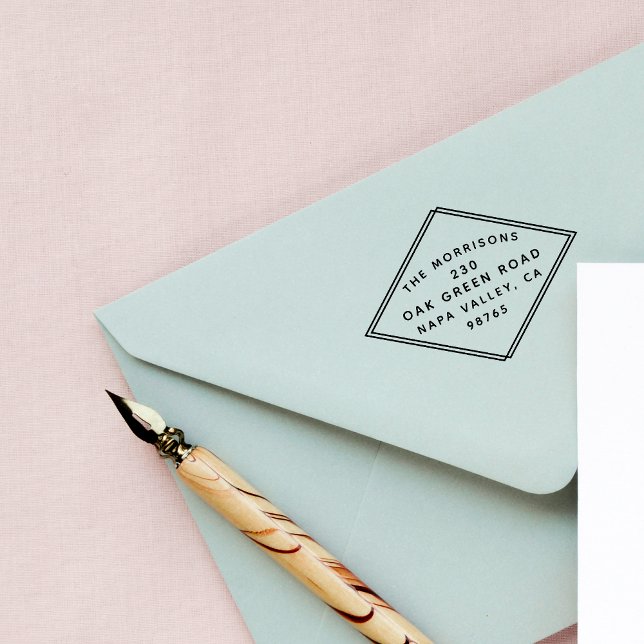 Mid-Century Modern Diamond Frame Return Address Rubber Stamp (Creator Uploaded)