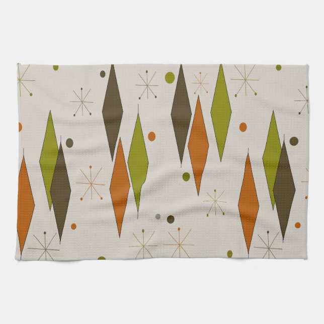 Mid-Century Modern Diamond Pattern Tea Towel (Horizontal)