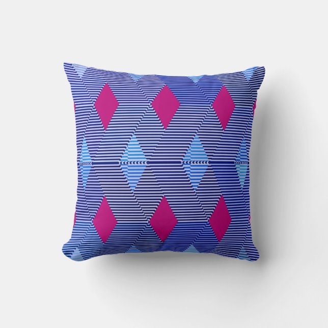 Mid-Century Modern Diamond Print, Cobalt Blue Cushion (Front)