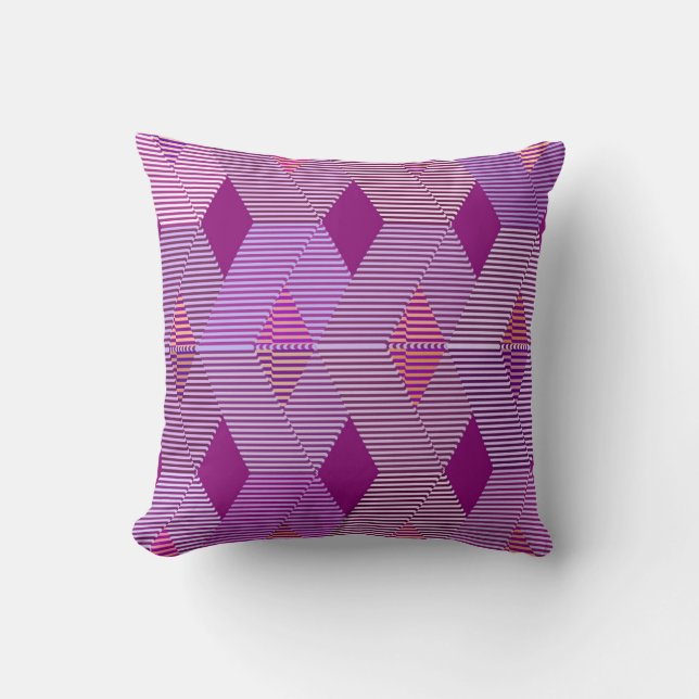 Mid-Century Modern Diamond Print, Violet Purple Cushion (Front)