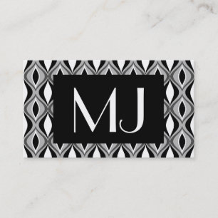 Mid-Century Modern Diamonds, Black, White and Grey Business Card
