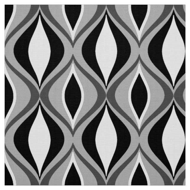 Mid-Century Modern Diamonds, Black, White and Grey Fabric (Swatch)
