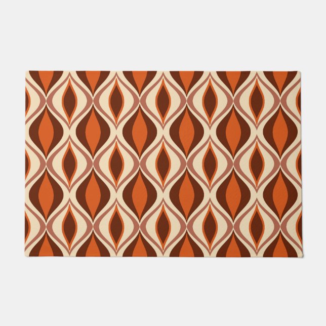 Mid-Century Modern Diamonds, Brown, Beige and Rust Doormat (Front)