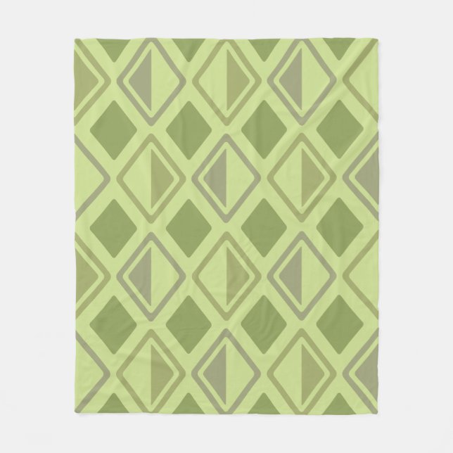 Mid Century Modern Diamonds Chartreuse Fleece Blanket (Front)