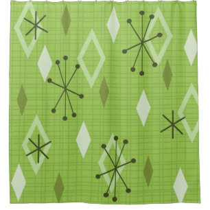 Mid Century Modern Diamonds Chartreuse Shower Curtain