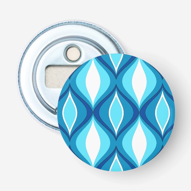 Mid-Century Modern Diamonds, Denim Blues Bottle Opener (Front)