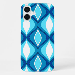 Mid-Century Modern Diamonds, Denim Blues iPhone 16 Plus Case