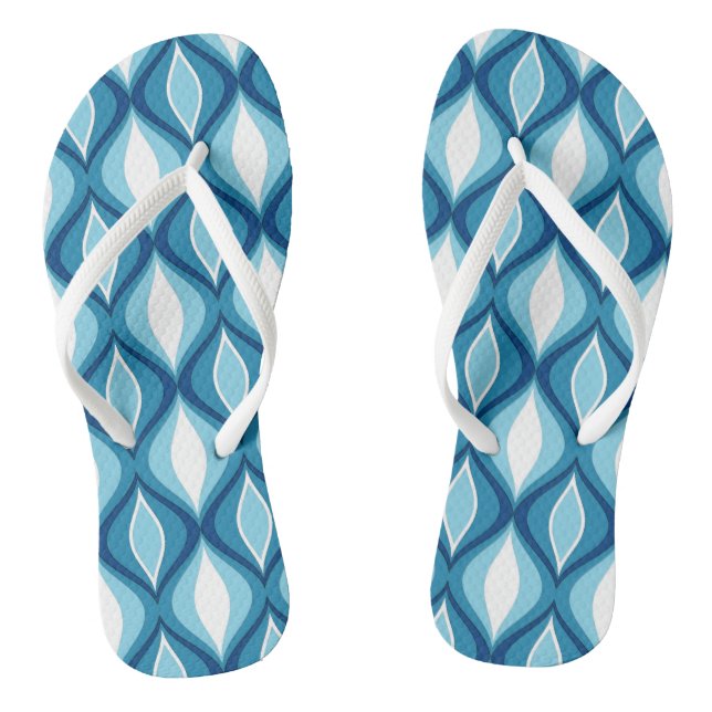 Mid-Century Modern Diamonds, Denim Blues Jandals (Footbed)