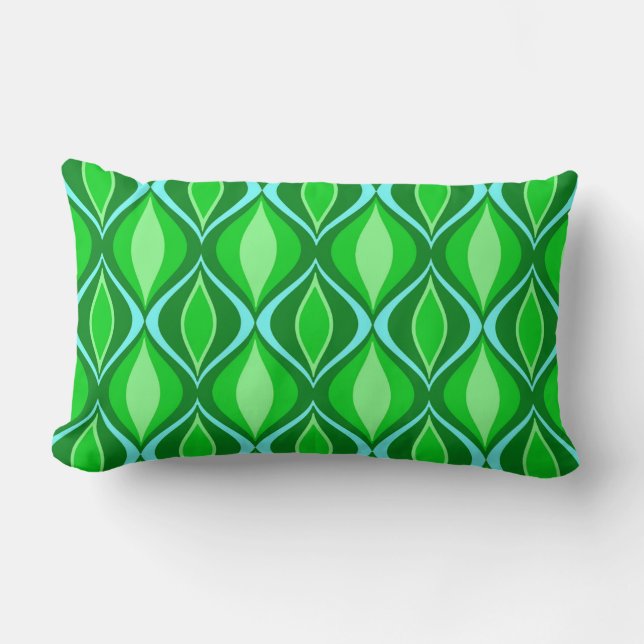Mid-Century Modern Diamonds, Emerald Green Lumbar Cushion (Front)