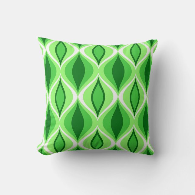 Mid-Century Modern Diamonds, Emerald & Lime Green Cushion (Front)