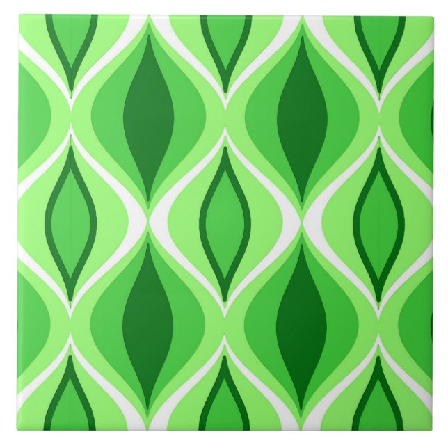 Mid-Century Modern Diamonds, Emerald & Lime Green Tile (Front)