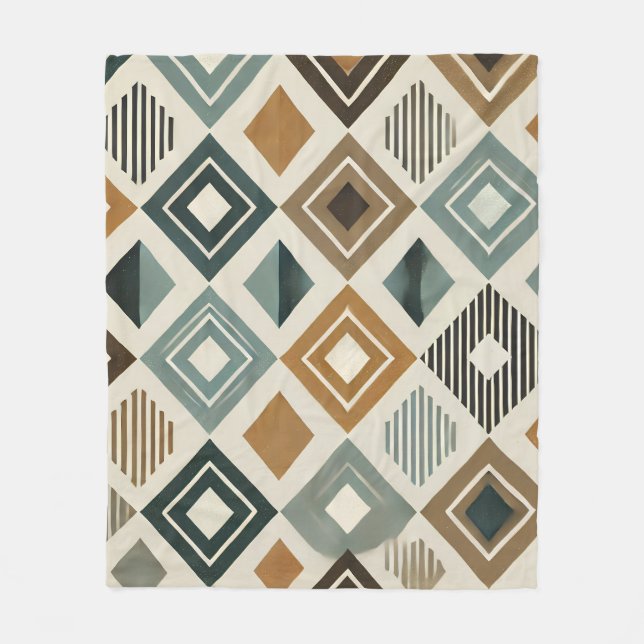 Mid-Century Modern Diamonds Fleece Blanket (Front)