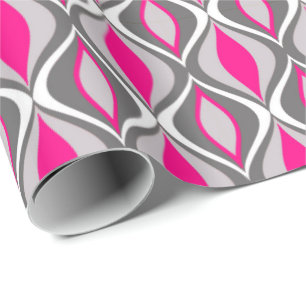 Mid-Century Modern Diamonds, Fuchsia and Grey Wrapping Paper