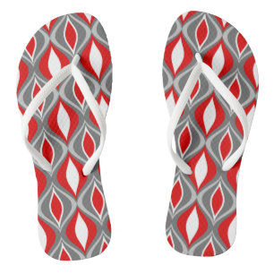 Mid-Century Modern Diamonds, Grey / Grey & Red Jandals