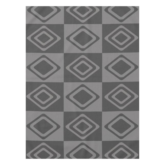 Mid Century Modern Diamonds Grey Tablecloth (Front)