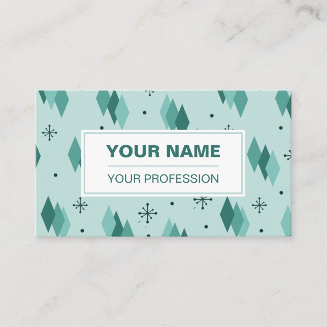 Mid Century Modern Diamonds 'Mint' Business Card (Front)