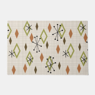 Mid Century Modern Diamonds Nature Earth Tones Doormat