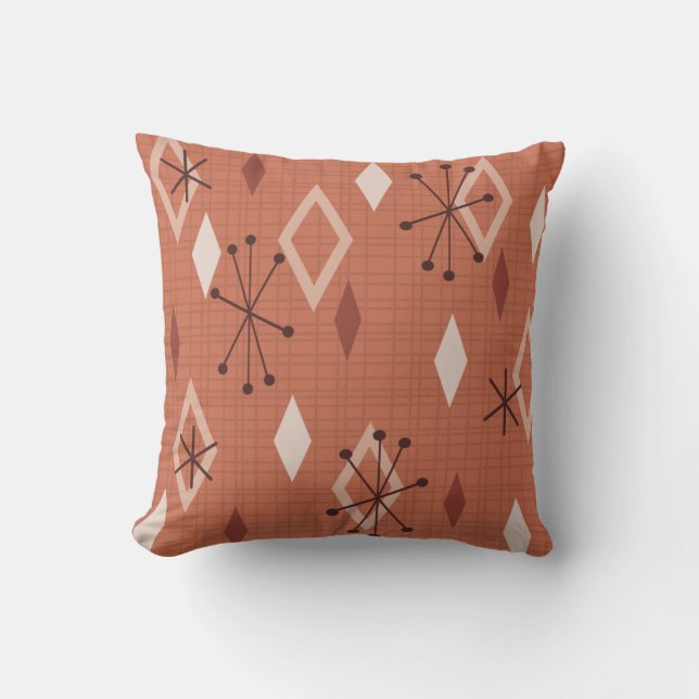 Mid Century Modern Diamonds Orange Cushion (Front)