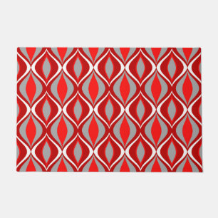 Mid-Century Modern Diamonds, Red & Gray / Grey Doormat