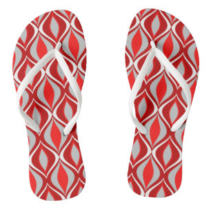 Mid-Century Modern Diamonds, Red & Grey / Grey Jandals