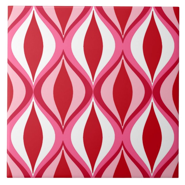 Mid-Century Modern Diamonds, Red, Pink and White Tile (Front)