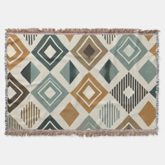 Mid-Century Modern Diamonds Throw Blanket