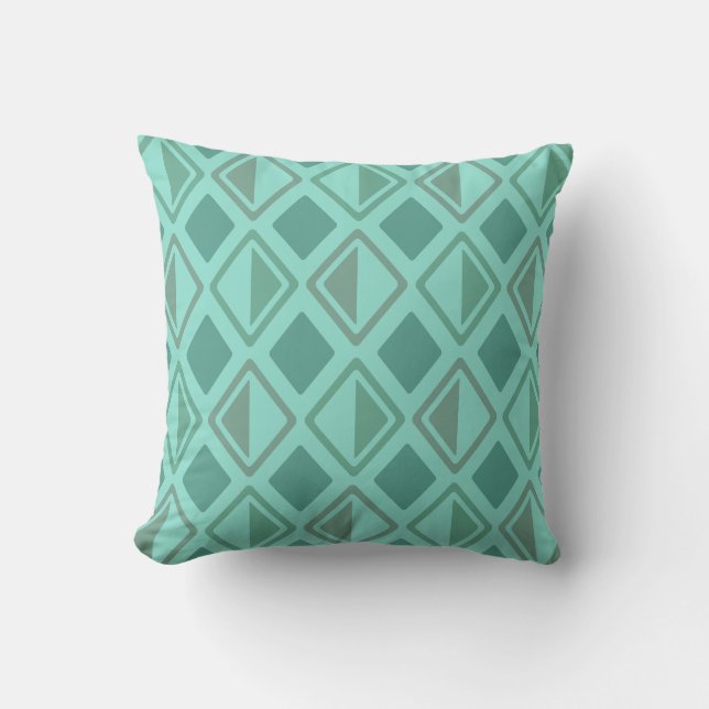 Mid Century Modern Diamonds Turquoise Cushion (Front)