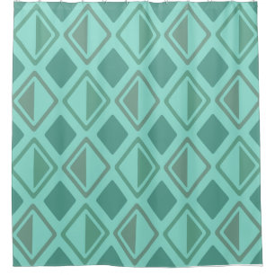 Mid Century Modern Diamonds Turquoise Shower Curtain