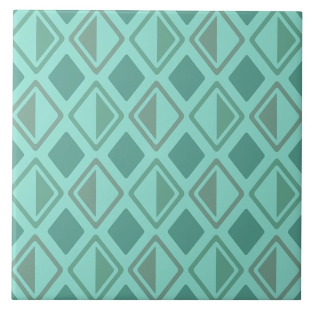 Mid Century Modern Diamonds Turquoise Tile (Front)