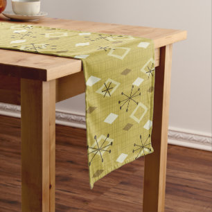 Mid Century Modern Diamonds Yellow Short Table Runner