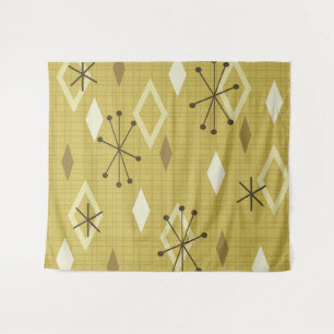 Mid Century Modern Diamonds Yellow Tapestry