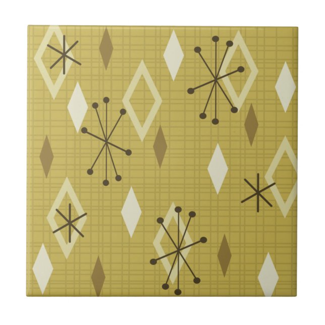 Mid Century Modern Diamonds Yellow Tile (Front)