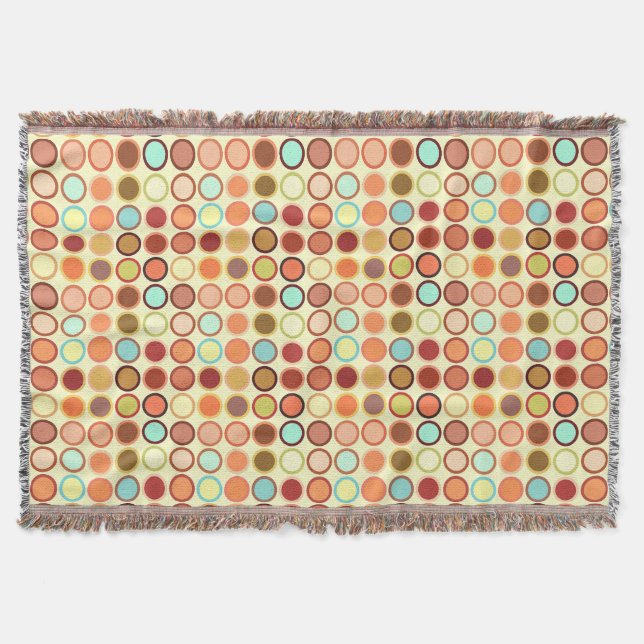 Mid-Century Modern Dots - cream with multi Throw Blanket (Front)