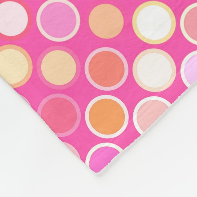 Mid-Century Modern Dots - deep pink & multi Fleece Blanket (Corner)