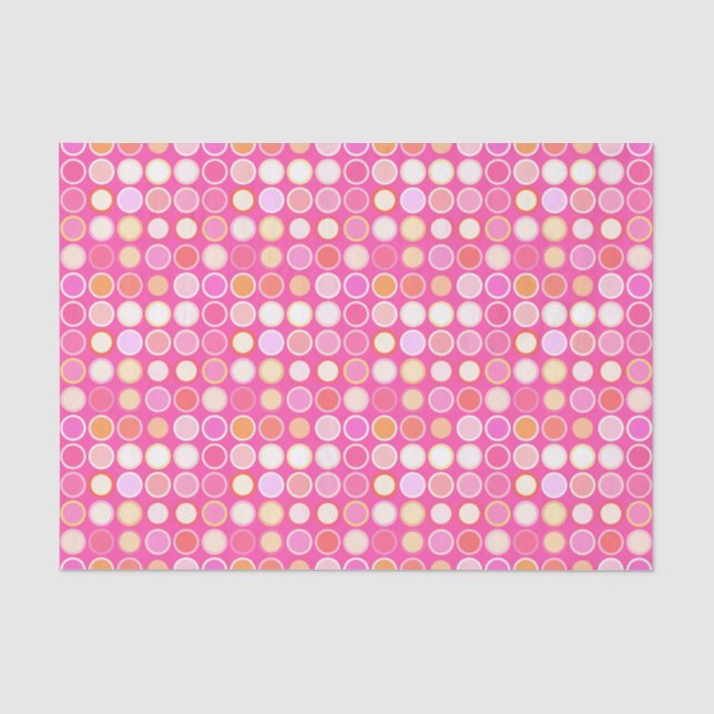 Mid-Century Modern Dots, Deep Pink & Multi Pastels Tissue Paper (Front)
