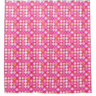 Mid-Century Modern Dots - deep pink & multi Shower Curtain