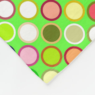 Mid-Century Modern Dots - lime with multi Fleece Blanket