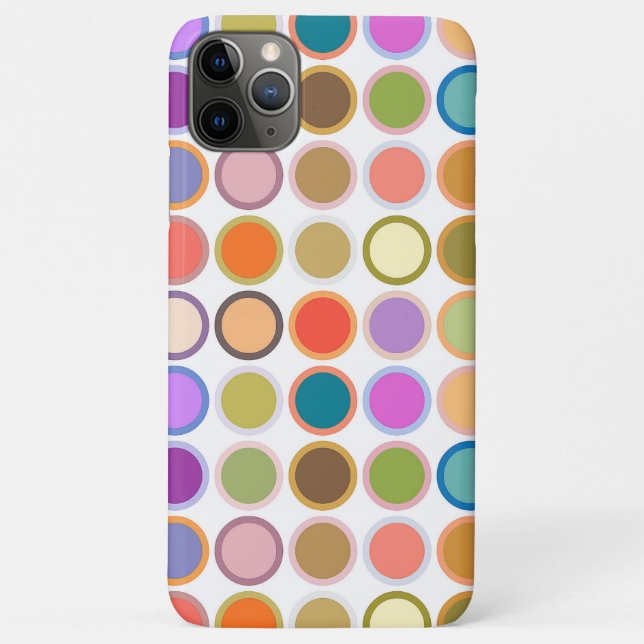 Mid-Century Modern Dots, Multi Colours on White Case-Mate iPhone Case (Back)