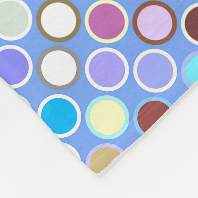 Mid-Century Modern Dots - sky blue & multi Fleece Blanket (Corner)