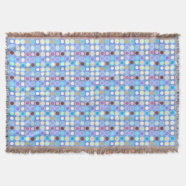 Mid-Century Modern Dots - sky blue & multi Throw Blanket (Front)
