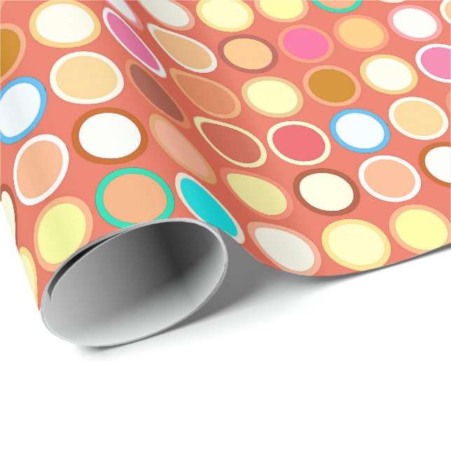 Mid-Century Modern Dots - terracotta with multi Wrapping Paper (Roll Corner)