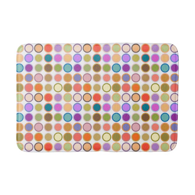 Mid-Century Modern Dots - white with multi Bath Mat (Front)
