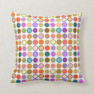 Mid-Century Modern Dots - white with multi Cushion